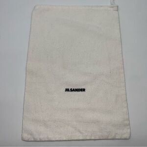 Jil Sander White Cotton Flannel Drawstring Dust bag with Black Print